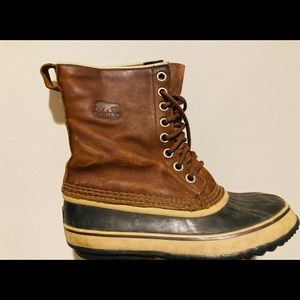 Sorel winter boots size 8 brown leather waterproof